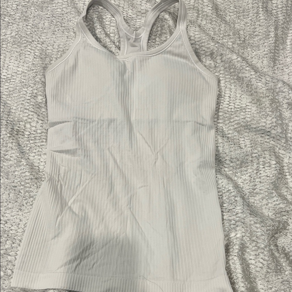 Elegant White Ribbed Tank Top